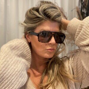 Gucci GG1342S 003 Sunglasses Dark Havana Aviator Frame, Dark Green Lenses